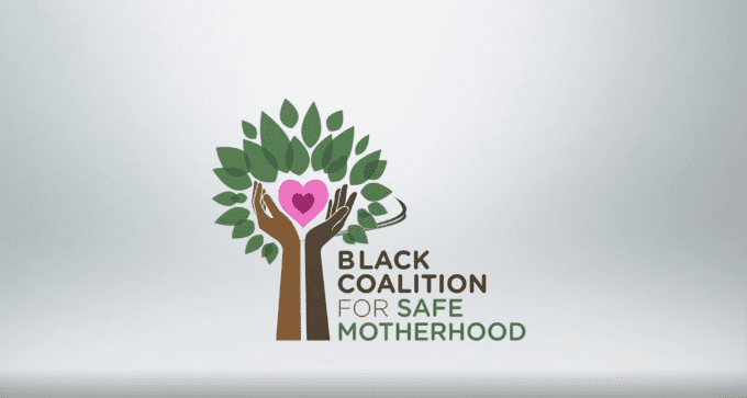 A logo of the black coalition for safe motherhood.